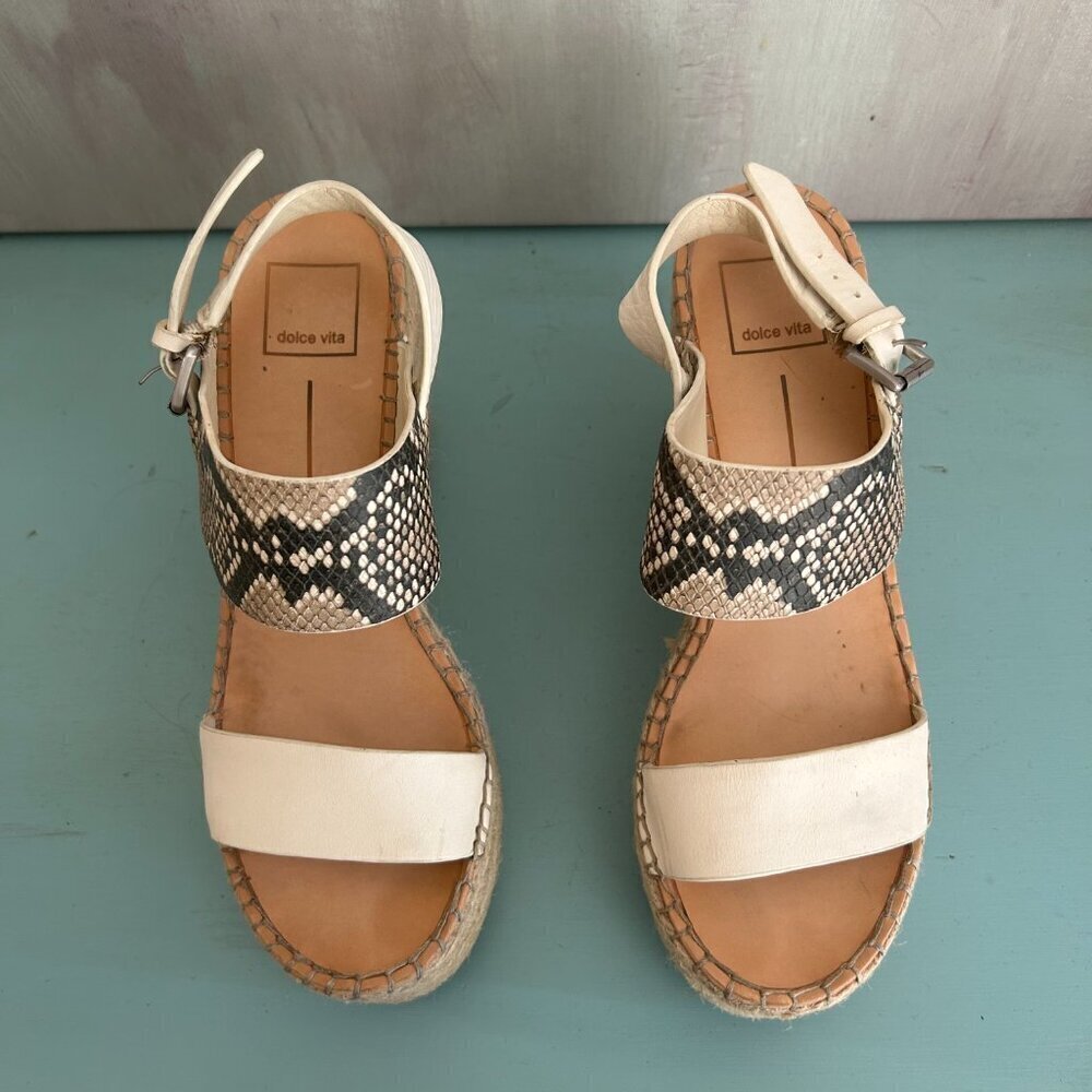 Dolce Vita Spiro Espradrille Wedge Sandal Size 8 Snakeskin Sandal 100% Leather - Picture 3 of 10